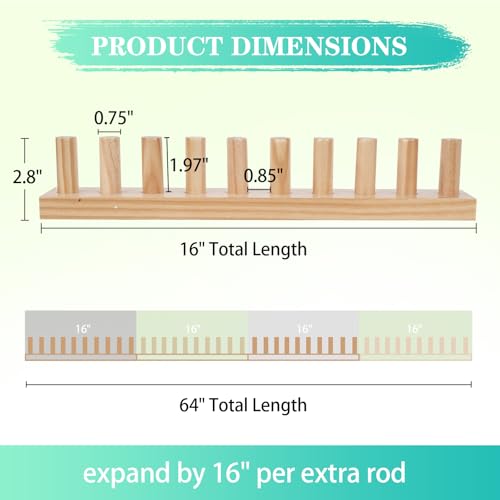 64" Chunky Blanket Loom Wooden Frame – DIY Throw Blankets Chunky Knit Blanket Kit | Adjustable Size Hand Knitting Kit | No Needles Required | Beginner-Friendly Yarn Craft for Home & Stress Relief - size: 64 in