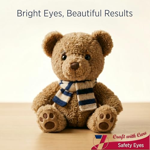 SEVENSUN 16mm Safety Eyes for Crocheting, 200pcs Black Crochet Eyes for Crochet Animals, amigurumi Eyes for Crafts, Craft Doll Eyes for amigurumi Stuffed Animals Eyes - size: 16mm