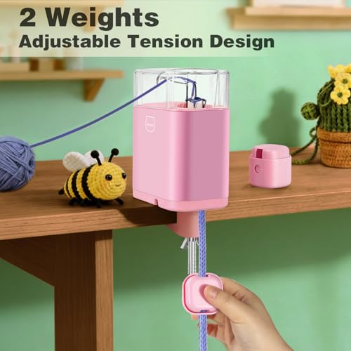 Electric iCord Knitting Machine,Adjustable Tension, Automatic Rope Braider | i Cord Making Crochet Machine, Automatic Rope Braider for DIY Bracelet, Bees, Maple Leaves, Deer Craft Projects Weaving - color: Pink