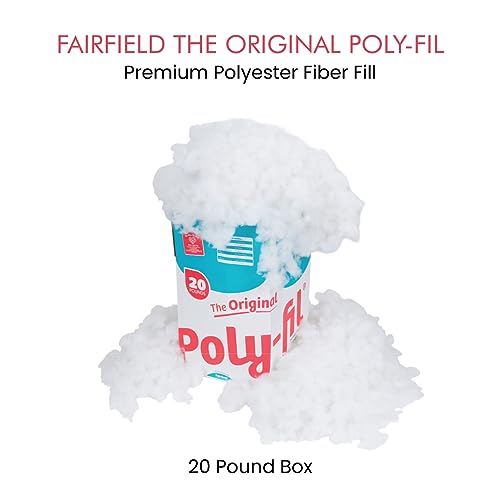 Poly-Fil Fairfield Original Premium Polyester Fiber Fill Soft Pillow Stuffing, Stuffing for Stuffed Animals, Toys, Cloud Decorations, 20 lbs and 5 lbs Boxes