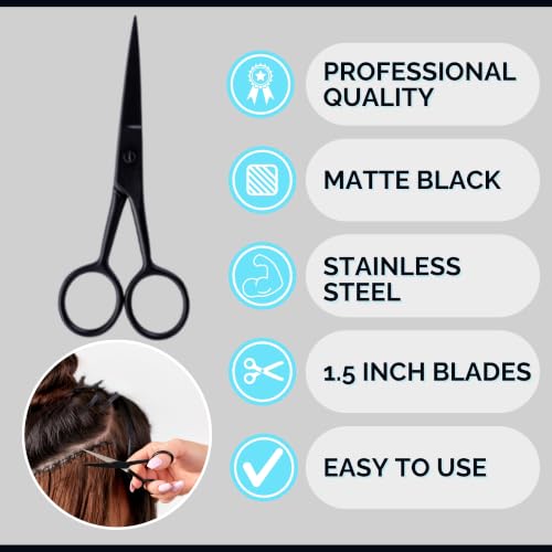 Big Kizzy Small Scissors for Weft Extensions - sharp enough to cut extension panels, nylon sewing thread, and cotton sewing thread - comes with leather pouch