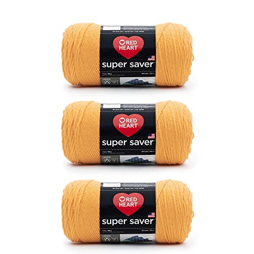 Red Heart Super Saver Yarn for Crocheting & Knitting, Saffron, 3-Pack - color: Saffron, size: 3-Pack