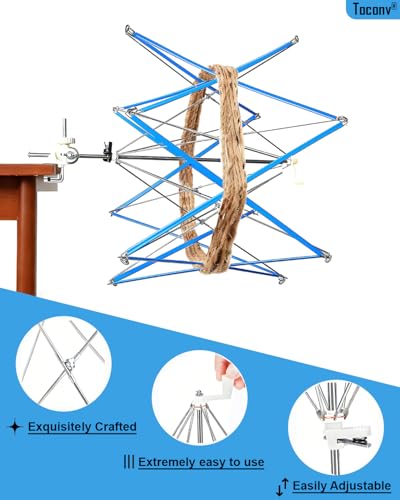 Yarn Swift, Umbrella-Style Yarn Holder for Crocheting & Knitting, Adjustable and Foldable Winder, Crochet Accessories for Winding Skeins, Great Gift for Knitters and Crocheters