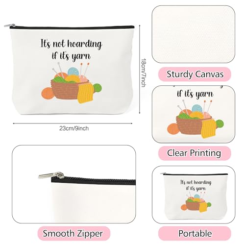 Crochet Gifts for Crocheters Makeup Bag - Knitting Gifts for Women Knitters Crochet Lovers Cosmetic Bag for Purse Travel Toiletry Bags Makeup Pouch With Zipper It's Not Hoarding If It's Yarn