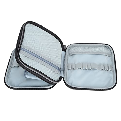 Crochet Hooks Storage Bag 2 Layer 600D Oxford Fabric Knitting Needles Organizer Zipper Flat Open Protective Cover Travel Case Gray