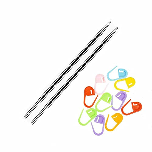 addi Skacel Click Rocket 2 Squared Sh. 3.5in. US 11 (8mm) Circular Tips | Uses addiClick Interchangeable System, Cubic Shape, Textured Finish, Rounded Edges, Sharp Tips, 10 Colorful Stitch Markers - size: US 11 (8.0mm), 3.5 in. (9cm)