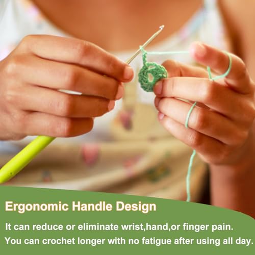 Hobekoee Size C/2.5mm Crochet Hook Ergonomic Handle for Arthritic Hands Soft & Smooth Knitting Needles for Beginners and Crocheting Yarn - size: 2.5mm