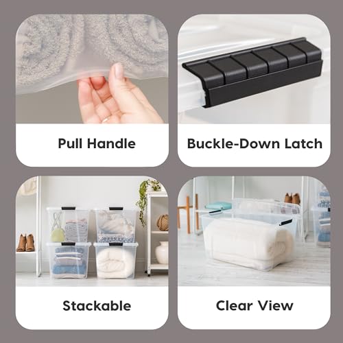 IRIS USA 72 QT Plastic Storage Box with Lid and Latches - 8 Pack - BPA-Free, See-Through Organizing Solution, Durable Nestable Stackable Containers, Secure Pull Handle - Clear - color: Clear, size: 72 Qt, style: 8 Pack