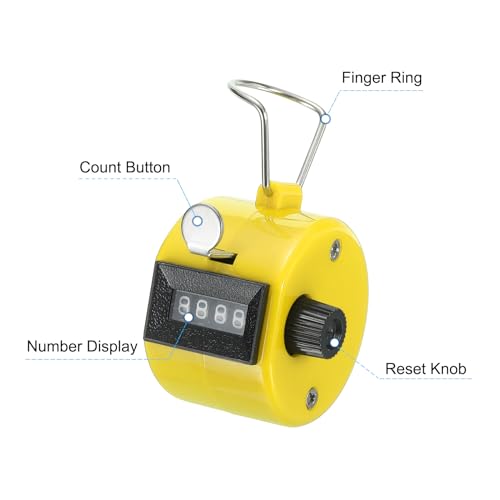 PATIKIL Clicker Counter, Handheld Tally Counter Mechanical Click Pitch Counter for Coaching Knitting, Golf, Lap, Fishing - color: Yellow