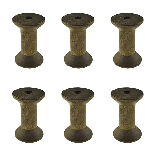 HAHIYO 2Inch/5cm 6PCs Vintage Coffee Color Wood Spool - Retro Unfinished Wooden Thread Spools for Textile Wire Weaving Ribbon Crafts DIY Art Education - Smooth, Rotatable Bobbins - color: Retro Coffee Color, size: 2Inch-6P