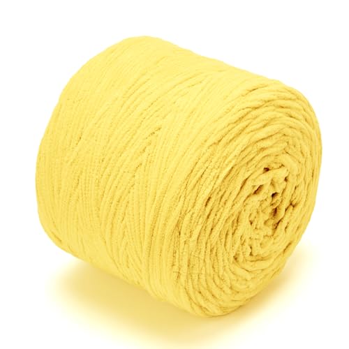 Chunky Chenille Yarn #6 Super Bulky Soft Fluffy Crochet | Easy care & beginner-friendly. Choose 0.66lb or 1.76lb. Perfect for blankets, hats, scarves, home decor. Machine washable. - color: Yellow, size: 1.76LB/569yds