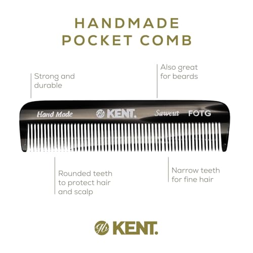 Kent A FOT Handmade Pocket Comb for Men, Women and Kids, All Fine Tooth Hair Comb Straightener for Everyday Grooming and Styling Hair, Beard and Mustache, Saw Cut and Hand Polished, Made in England - color: Bundle, size: 2 Pack