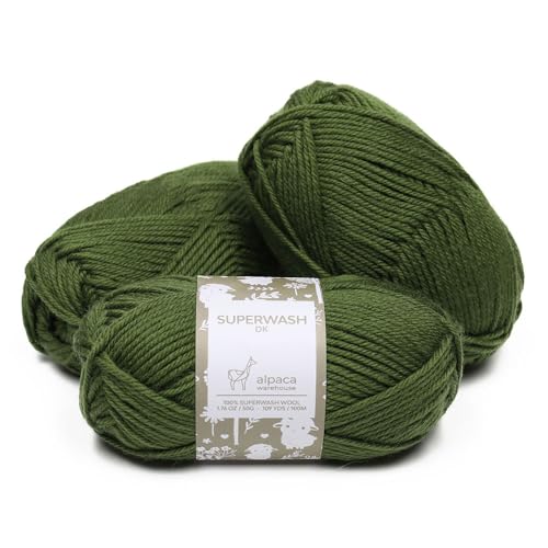 100% Superwash Wool Yarn 3 Skeins 150g DK Weight Knitting Crochet L. Green | Sourced from Peru for breathable warmth and 327yd total length per 150g pack ideal for soft baby garments hats and sweater - color: Leaf Green