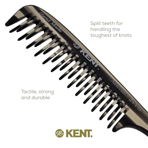 Kent 21T Graphite Large Detangling Comb, Double Wide Tooth for Curly Wavy Hair, Detangler Comb for Wet and Dry Hair, Saw-Cut and Hand Polished Made in England - color: Graphite, size: 6 Pack