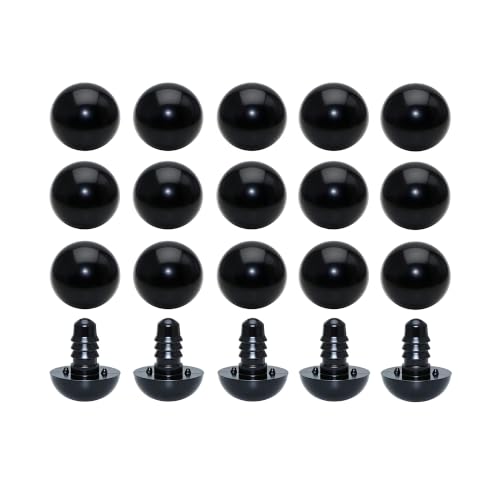 ARTCXC 50pcs 16mm Solid Black Safety Eyes for DIY Crochet Amigurumi | Plastic Craft Eyes with Washers for Crocheting of Puppet Bear Stuffed Animals Dolls DIY Projects.50pcs Eyes + 50pcs Washers - size: 16mm