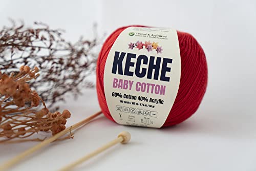 Keche Baby Cotton, 60% Cotton 40% Acrylic Yarn, Soft Cotton Yarn for Crochet and Knitting, Amigurumi Yarn 1 Skein/Ball 1.76 Oz (50g) / 180 Yrds (165m) - Cinnamon - color: CINNAMON, size: 1 SKEIN