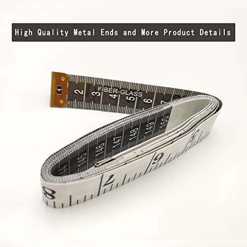 3 Pack Soft Measuring Tape for Body ,Double Scale Fabric Craft Tape Measure Sewing Tailor Cloth Flexible Ruler for Weight Loss 60 inch/150cm,White
