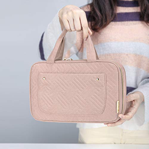 Yarwo Knitting Needles Case, Crochet Hooks Organizer with 2 Clear Pouches | Circular Needles Holder for Ergonomic Crochet Hook (up to 10.6") and Craft Yarn Kits, Top Handles, Bag Only, Dusty Rose - color: Dusty Rose