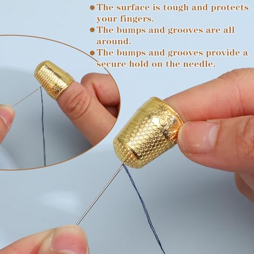 WJIAAA 8 PCS Sewing Thimbles for Hand Sewing, Metal Finger Protector Quilting Craft Accessories for Knitting Fingertip Protector Embroidery Needlework DIY Tools Anti-Slip Grooves Breathable