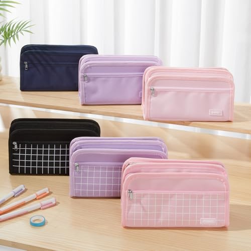 Sooez Large Pencil Case, Pencil Pouch, Pencil Bag, Pencil Box, Pure Black | Ample Storage, Durable Canvas, Smooth Zippers, Portable Handle, Cute Stationery Organizer, Makeup Bag, School Supplies, Boys - color: Pure Black