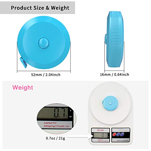 DiCUNO 3-Pack Soft Retractable Measuring Tape, 60-Inch 1.5 Meter, Sky-Blue | Measuring Tape for Pocket, Body Tailor Sewing Craft Cloth, Medical Nursing, Tape Measure - color: Sky Blue*3pcs