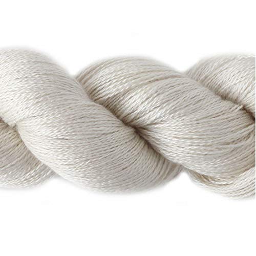 Lotus Yarns Silky Cashmere Fingering Weight Knitting Yarn Skein Shiny Soft and Breathable Crochet Yarn, Great for Shawl, Scarves, Top and Craft Projects (01-White) - color: 01-White