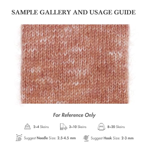 NICEEC 2 Skeins Fancy Mohair Blend Yarn 3.53oz/438yds - Blush | Crochet & Knit, DIY Project Starter Kit，Handbag，Sun Hat，Shoes， Shopper Bag - color: Blush