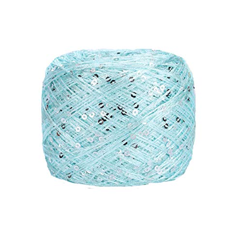 Clisil Blue Sequin Yarn,Sparkle Yarn,Sequin Theread,Accessories,Fantasy Yarn,Polyester Yarn,Lace Yarn,Lame Yarn,Art Yarn Summer Sweater Yarn 200g - color: Blue, size: 200g