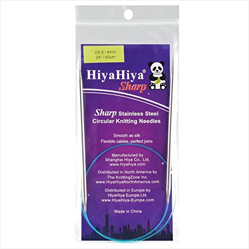 HiyaHiya Circular 24 inch (61cm) Sharp Steel Knitting Needle Size US 6 (4mm) HISSTCIR24-6 - size: US 6 / 4mm