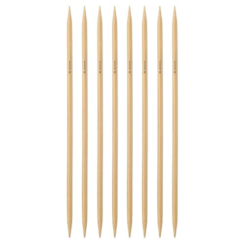 HARFINGTON 8Pcs Bamboo Knitting Needles Double Pointed Size US 10(6mm) Carbonized 10 Inch(25cm) Straight for Handmade Creative DIY Knitting Craft Yarn - size: US 10(6mm)