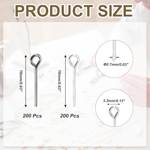 PATIKIL 0.6 Inch Eye Pins, Jewelry Making Headpins Straight Pins Findings Bendable for DIY Craft Bracelet Necklace Earring Pendant Making Supplies-400Pcs(Silver Dark Gray) - color: Silver Dark Gray, size: 0.6 Inch