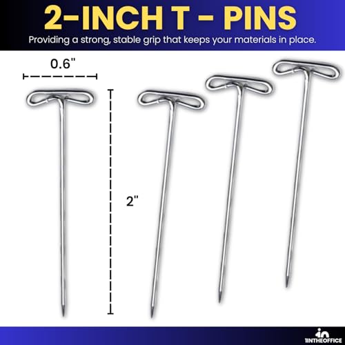 InTheOffice T Pins 2 Inch, T Pins for Blocking Knitting, Wig Pins, Foam Head, Sewing, Office Wall - 200 Pack