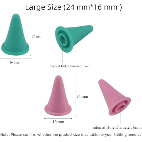 8pcs Knitting Needle Point Protectors, Silicone Knitting Needle Tip Cap Stoppers Stitch Stopper Protector Cover Crocheting Accessories Supplies (Pink Large and Green Large), SATONBEYI - color: Green & Pink, size: Silicone-Large-8P