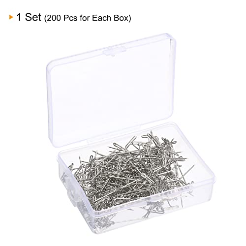 PATIKIL 1.5 Inch T-Pins, 200 Pack Stainless Steel Blocking Pin Needles for Modelling Crafts, Silver - size: 38mm