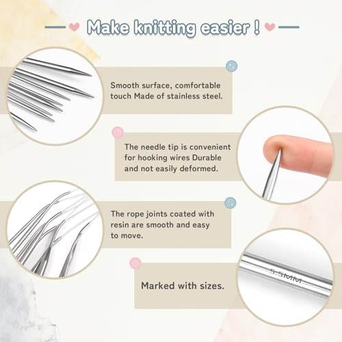 LIHAO Knitting Needles Set, 9PCS Circular, 31.5in | For Blankets Scarves Sweaters, Knitting Kit Accessories