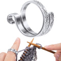 Isslly 1PCS Finger Crochet Tension Rings, Adjustable Metal Knitting Crochet Loop Ring, Open Yarn Guide Ring Thimble Finger Holders Accessories for Knitting, Crocheting - Silver