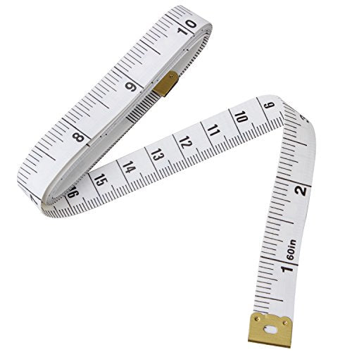 Wisdompro 2 Pack 60" Soft Tape Measure for Sewing, Body Measuring, White | PVC Fiberglass 150 cm Ruler, 0.5 Inch Wide, Tailor's Flexible Fabric Cloth Measurement, Indexed in Metric Standard Unit, Roll - color: 60 Inch, 2 Packs White