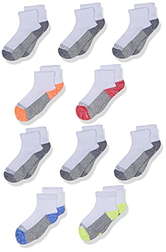 Fruit of the Loom Boys' Zone Cushion No Show Socks (10 Pack) - color: White Assort, size: 4.5–8.5