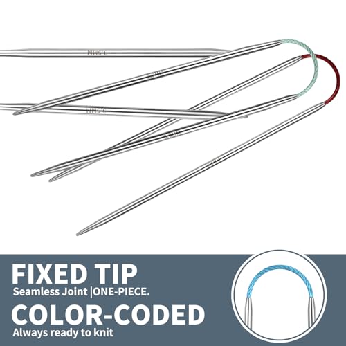 US2.5/3.0mm9-inchFlexibleCircular Double-PointedKnittingNeedles,3-PieceSet | Perfect for knitting socks, stuffed animals, fingerless gloves, coasters, and other small, delicate knitting projects - size: 3.0MM