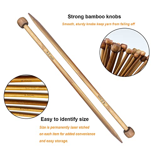 Mdoker Bamboo Knitting Needle Straight Single Pointed Sweater Knitting Needles 10-inch Length for Handmade DIY Knitting Projects,Size US 9(5.5mm) - size: US-9-(5.5mm)