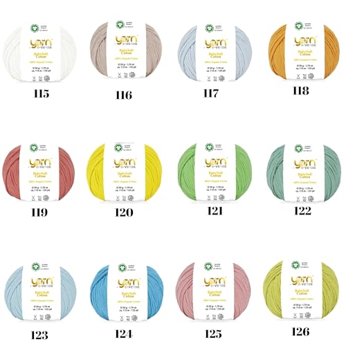 Babysoft Cotton Yarn, Yarn E-verse, 100% Organic Cotton, Soft & Hypoallergenic, Ideal for Baby Knitting, Crocheting, Amigurumi & DIY Projects, Organic Textile Certified, 50g (3, 116 Powder) - color: 116 Powder
