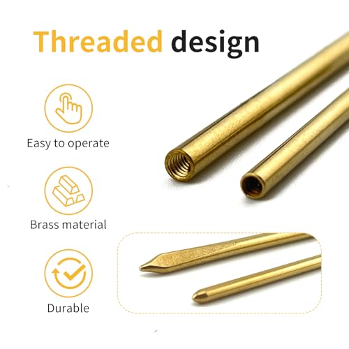 MateIJS 2pcs Brass Shoe Lace Needles, Long Jumbo Leather Sewing Needles with Prong Steel Tips for Leathercraft & Manual Lacing Threading (2 Pieces) - style: Brass