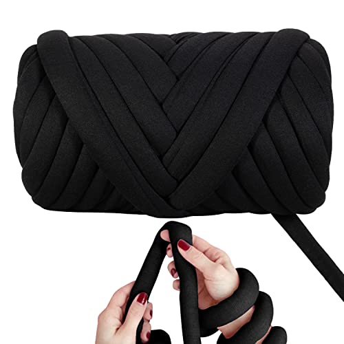DIY, 2.2 LBS of Soft Polyester Bulky Yarn for Hand Knitting Blanket, Pillow, Handbag, Black, 41.5 Yards, Arm Knitting Yarn for Chunky Braided Knot Throw Blanket, Weave Craft Crochet | DIY Hand Knitting, For Blanket, Pillow, Handbag, Arm Knitting, Chunky B