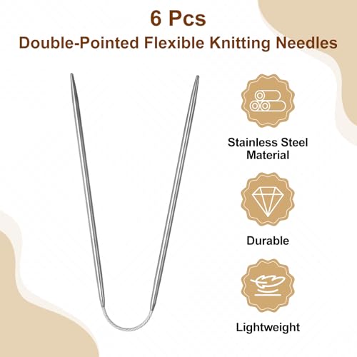uxcell 6Pcs Size US 2.5 (3mm) Double-Pointed Flexible Knitting Needles 9 Inch(23mm) Stainless Steel Needle for Handmade Projects DIY Knitting - size: Size US 2.5 (3mm)