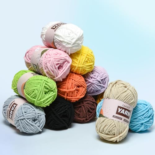 2 Packs Plush Chenille Chunky Crochet Yarn - Baby Yarn for Crocheting Soft - Velvet Yarns Knitting for Blankets Crafts - Fluffy Amigurumi Yarns 100g/131yds (2 Golden Yellow) - color: 2 Golden Yellow