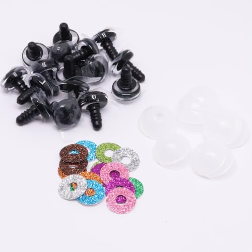16pcs 18mm Safety Eyes for Crocheting, Sparkling Safety Eyes for Stuffed Animals, Glitter Crochet Eyes for Animals DIY Doll Making Crafts - color: Colorful B, size: 18mm