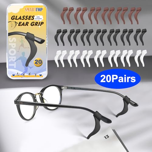 SMARTTOP Eyeglass Ear Grip -Soft Comfortable Anti-slip Holder, Silicone Ear Hook, Eye glass Temple Tips Sleeve Retainer for Sports Glasses, Sunglasses Presbyopia Reading Glasses - color: Black+white+brown