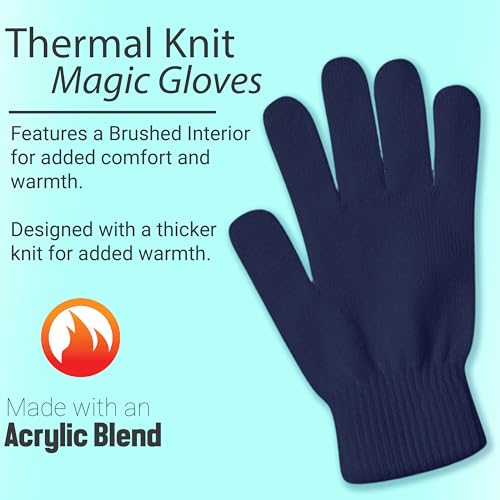 12 Pack Winter Beanies & Gloves Set, Stretchy Knit Unisex Men Women Toboggan Skull Cap - color: Black