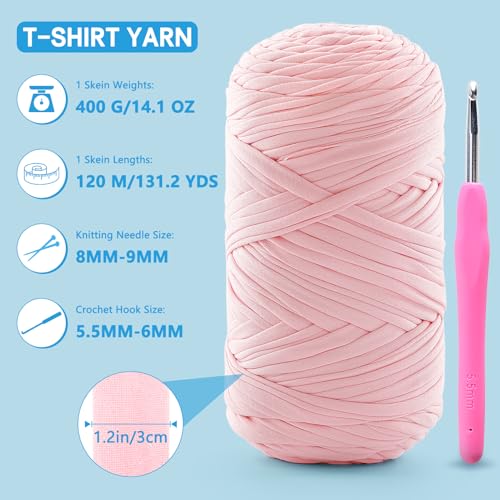 2 Pack Soft T-Shirt Yarn for Crochet, T Shirt Yarns for Crocheting Crafts, Bags, Basket, Coaster, Tshirt Yarns - 800 G/260 Yds with 1 Crochet Hook (2, Black Green) - color: Black Green