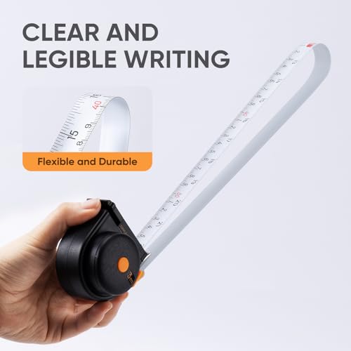 2 in 1 Tape Measure, 60in/1.5m Retractable Measuring Tape with Soft Body Measuring Tape, Dual Sided Inch & Metric, Waist Tape Measure for Body, Sewing, Tailor, Craft, Home - color: black